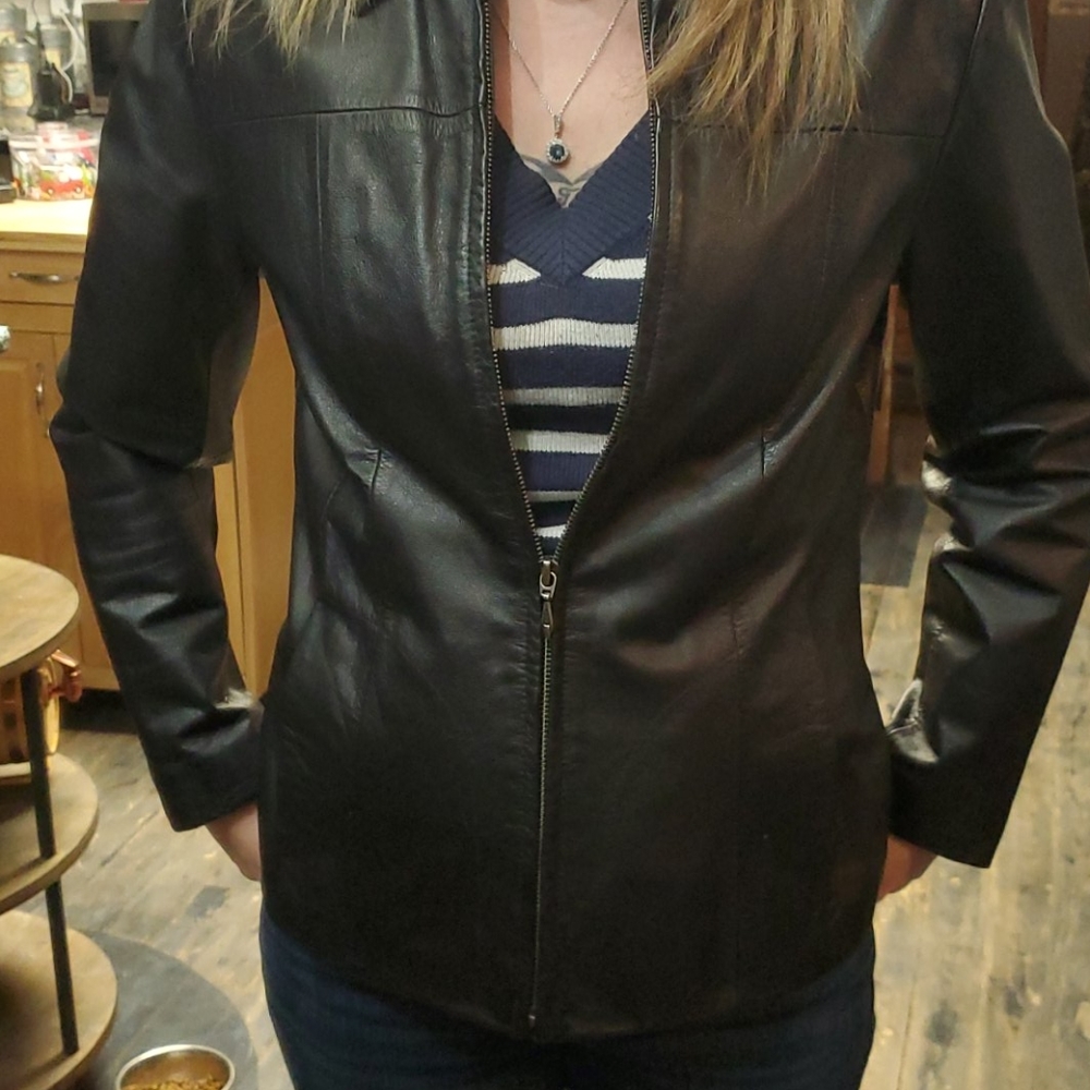 Black Wilson leather fitted jacket